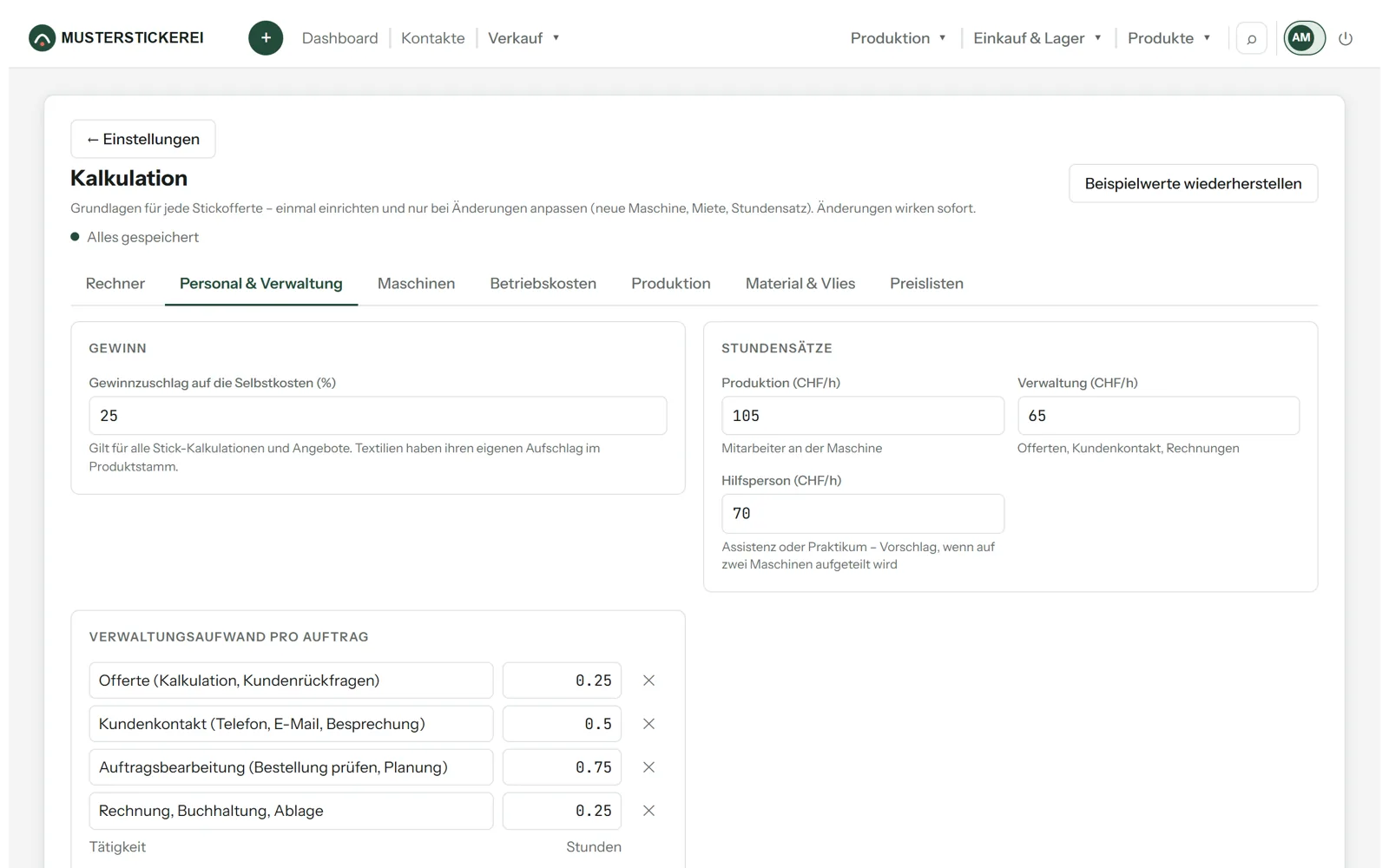 Kalkulation: Stundensätze, Gewinnzuschlag und Verwaltungsaufwand pro Auftrag